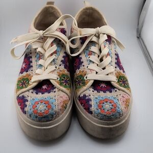 Colorful, Bohemian -style Platform Sneakers Vibrant Crochet Women's Sneakers